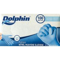 Dolphin Nitril Muayene Eldiveni Pudrasız Mavi  M  100 Lük
